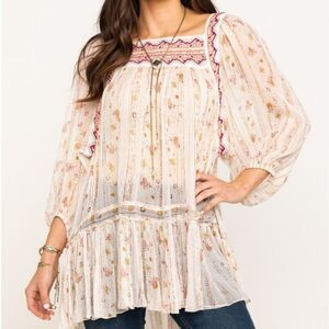 Free People White Gold Metallic‎ Swing Dress